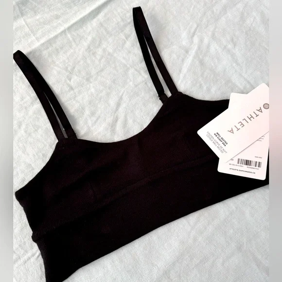 🌟NWT Athleta Well Rested Ribbed Sleep Bra Black - Picture 6 of 6
